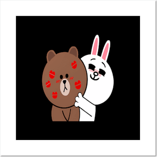 Brown Bear Cony Bunny Rabbit Shower Me With Love Kisses Posters and Art